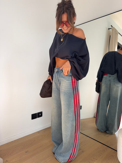 Jeans à bandes rouges (pré commande)