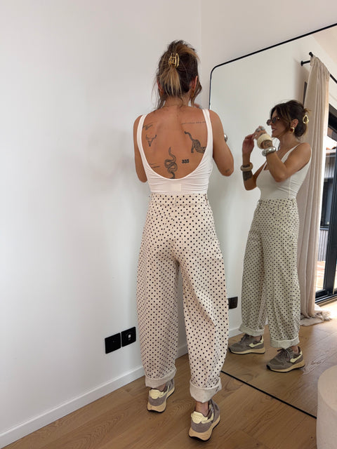 Jeans à pois - beige et choco