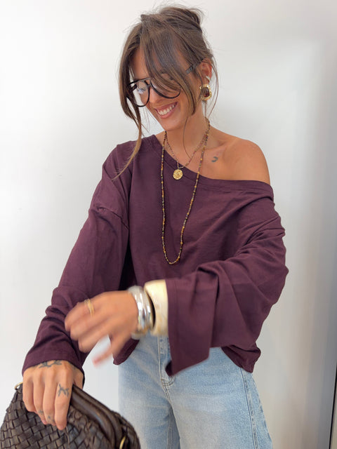 T-shirt asymétrique - prune