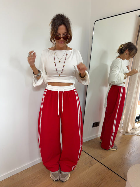 Pantalon à bandes - rouge et blanc