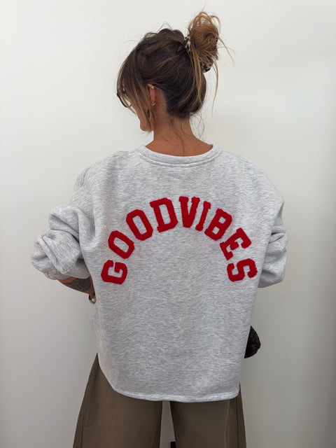 Pull GOOD VIBES - rouge
