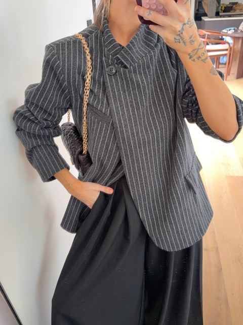 Blazer à bouton rayé - noir