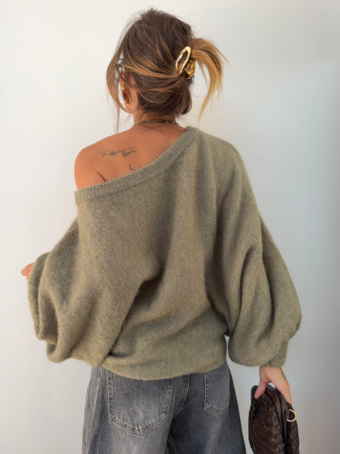 Pull asymétrique - vert olive