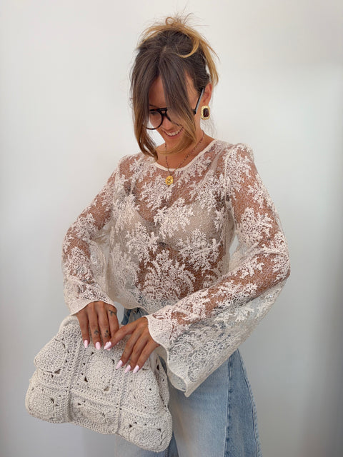 Top en dentelle - beige