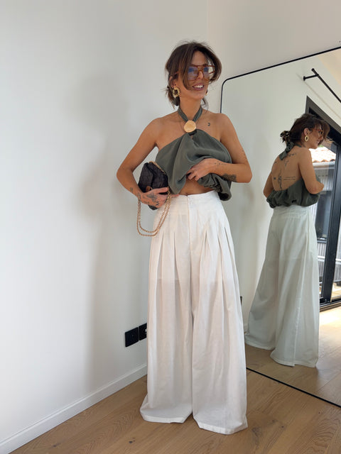 Pantalon droit - blanc