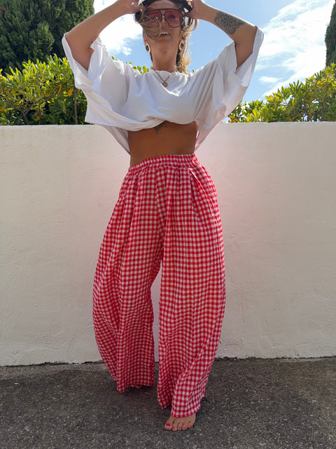 Pantalon à carreaux - rouge (pré commande)