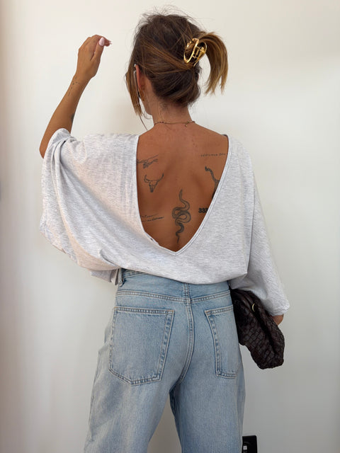T-shirt Lover's dos nu V - gris chiné