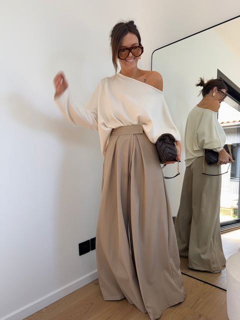 Pantalon à scratch - beige