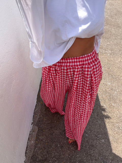 Pantalon à carreaux - rouge (pré commande)