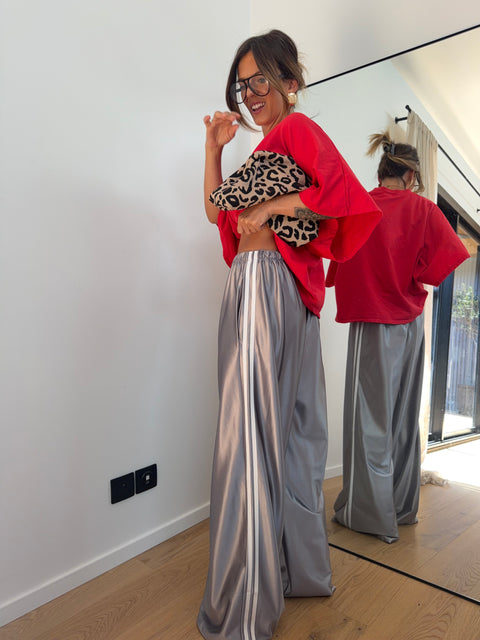 Pantalon à bandes métallisé - argenté