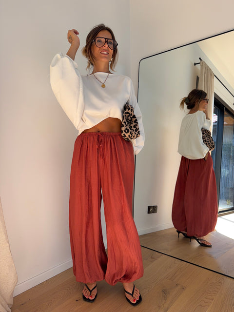 Pantalon en viscose - terracotta