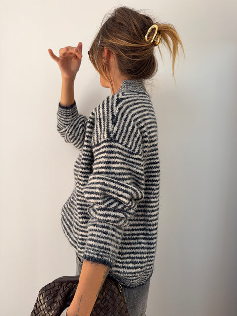 Gilet rayé - marine & blanc