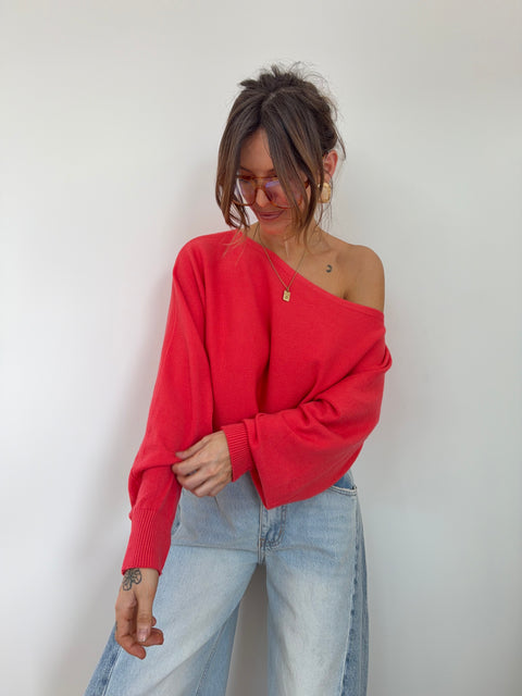 Pull asymétrique - corail