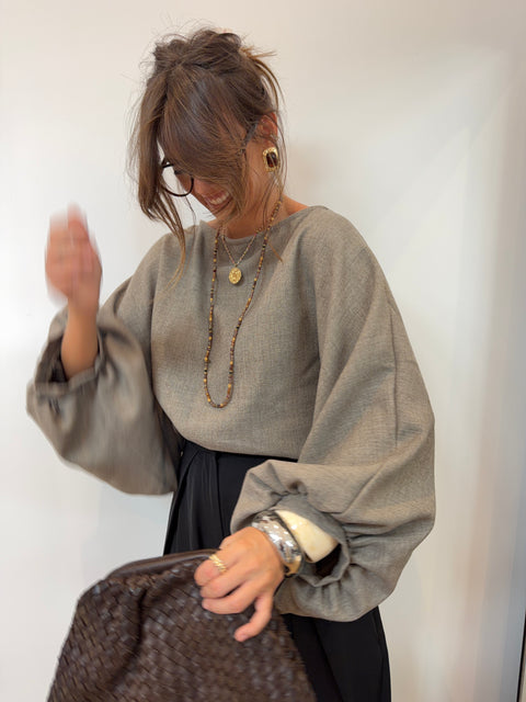 Haut manches bouffantes - IBIZA taupe