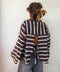 T-shirt manches longue avec noeud rayé - chocolat