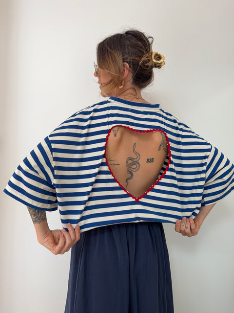 T-shirt coeur - bleu roi