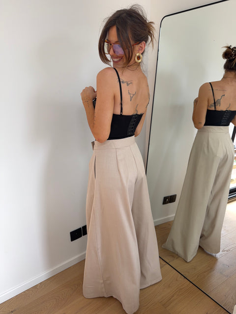 Pantalon à scratch - beige