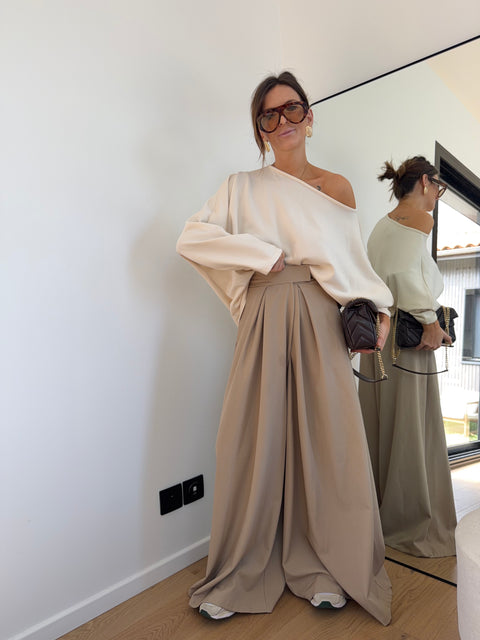 Pantalon à scratch - beige