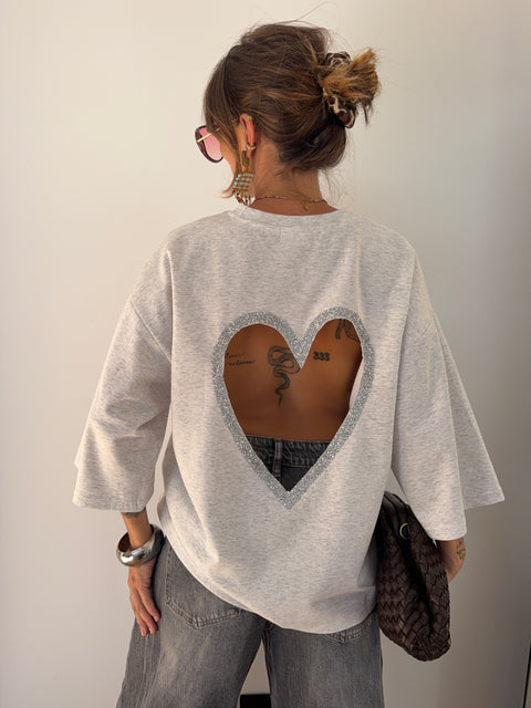 T-shirt coeur - gris
