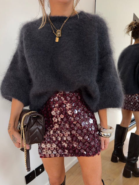 Pull en Mohair manches 3/4 - gris
