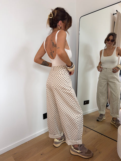 Jeans à pois - beige et choco