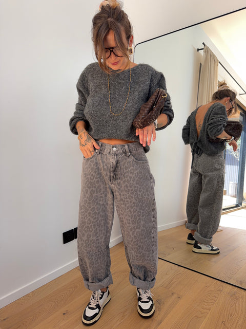Jeans baggy léopard gris - Kylie