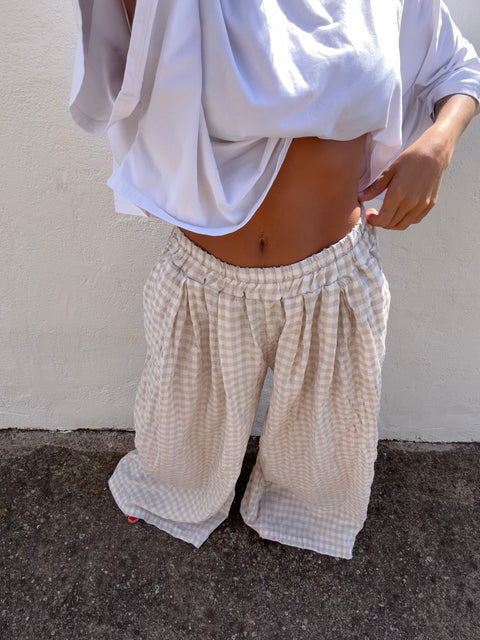 Pantalon à carreaux - beige clair (pré commande)