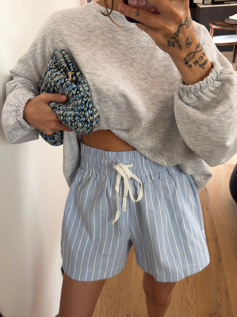 Short d'été rayé - bleu