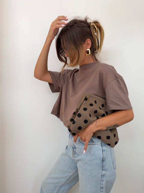 Pochette - à pois taupe