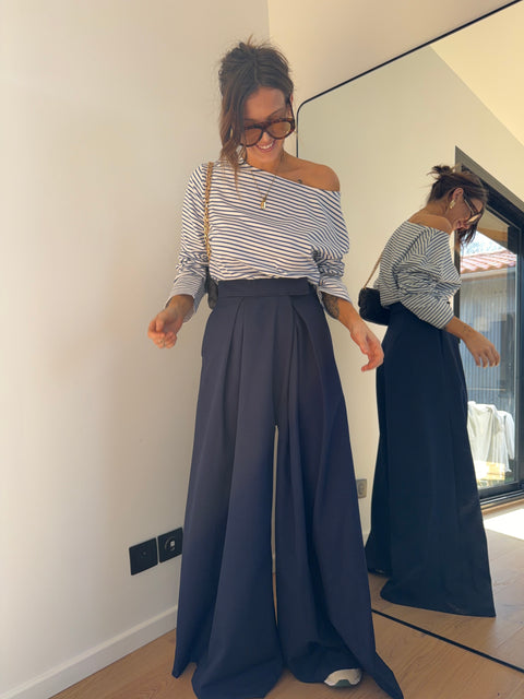 Pantalon à scratch - bleu