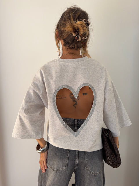 T-shirt coeur - gris