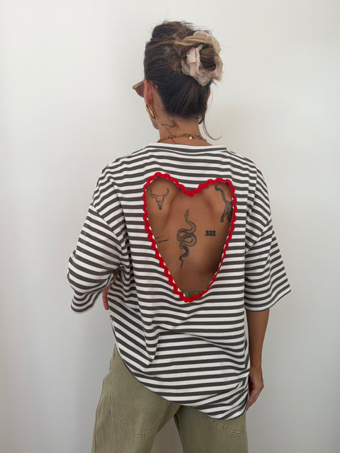 T-shirt coeur - kaki