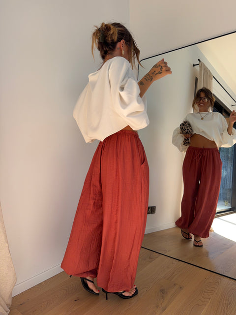 Pantalon en viscose - terracotta