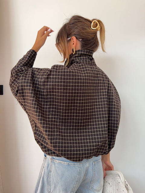 Veste à carreaux - marron et beige