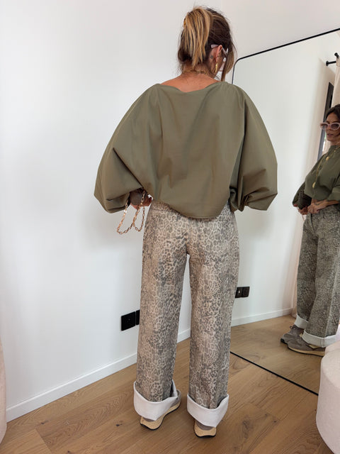 Jeans droit léopard clair