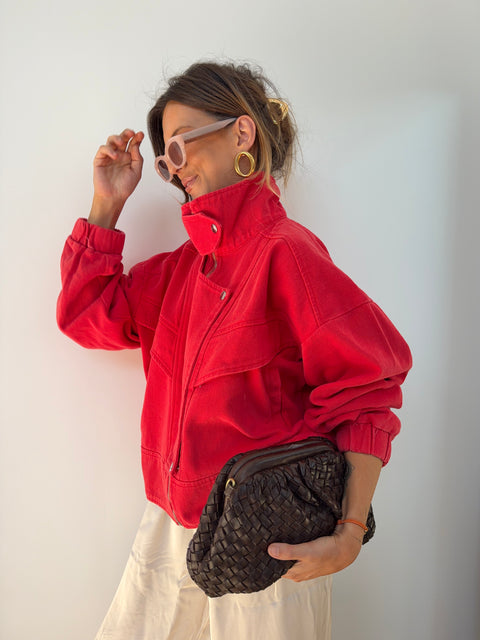 Veste en jean - rouge