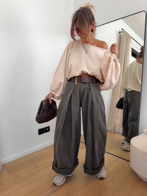 Pantalon  & ceinture Brune - kaki foncé