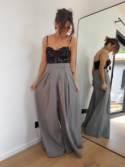 Pantalon à scratch - gris