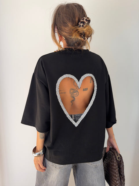 T-shirt coeur - noir