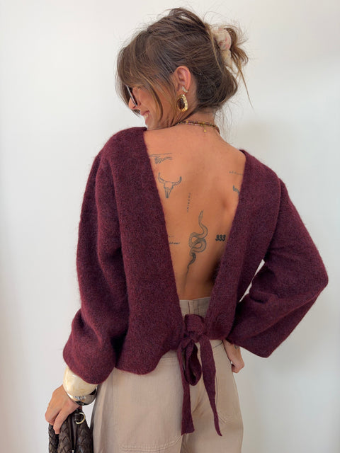 Pull dos nu - bordeaux