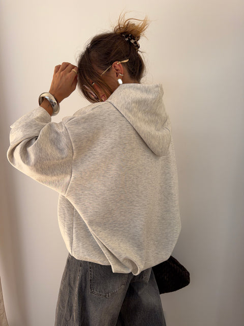 Veste à capuche oversize grise chiné