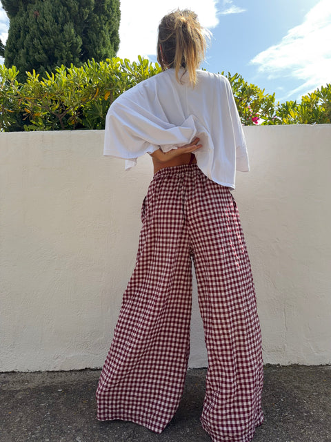 Pantalon à carreaux - bordeaux(pré commande)