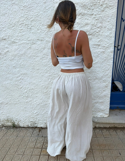 Pantalon ballon en viscose - écru (pré commande)