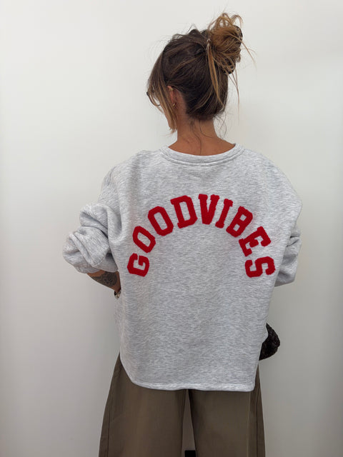 Pull GOOD VIBES - rouge
