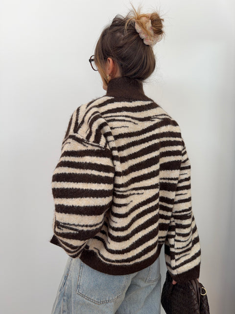 Gilet double fermeture - zebré choco