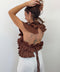 Haut fluffy dos nu - chocolat