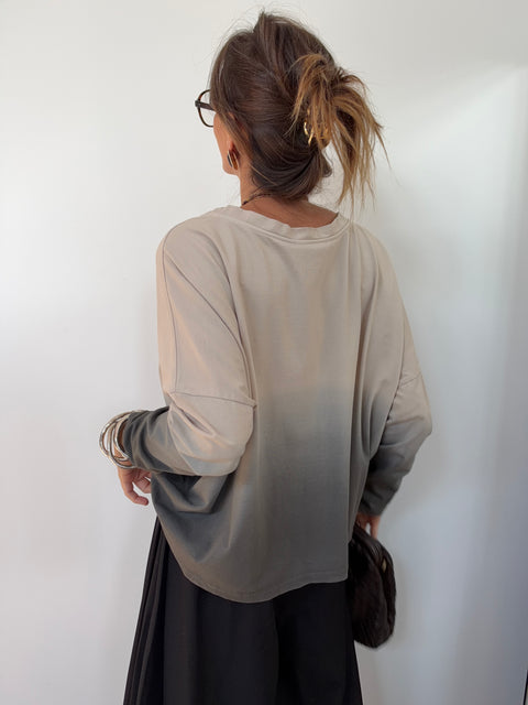 Tee-shirt tie and die - beige et gris