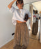 Pantalon large effet velours - taupe