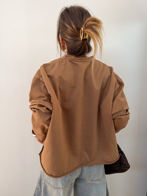 Haut col en V - camel