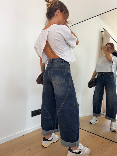 Jeans ballon - bleu brut